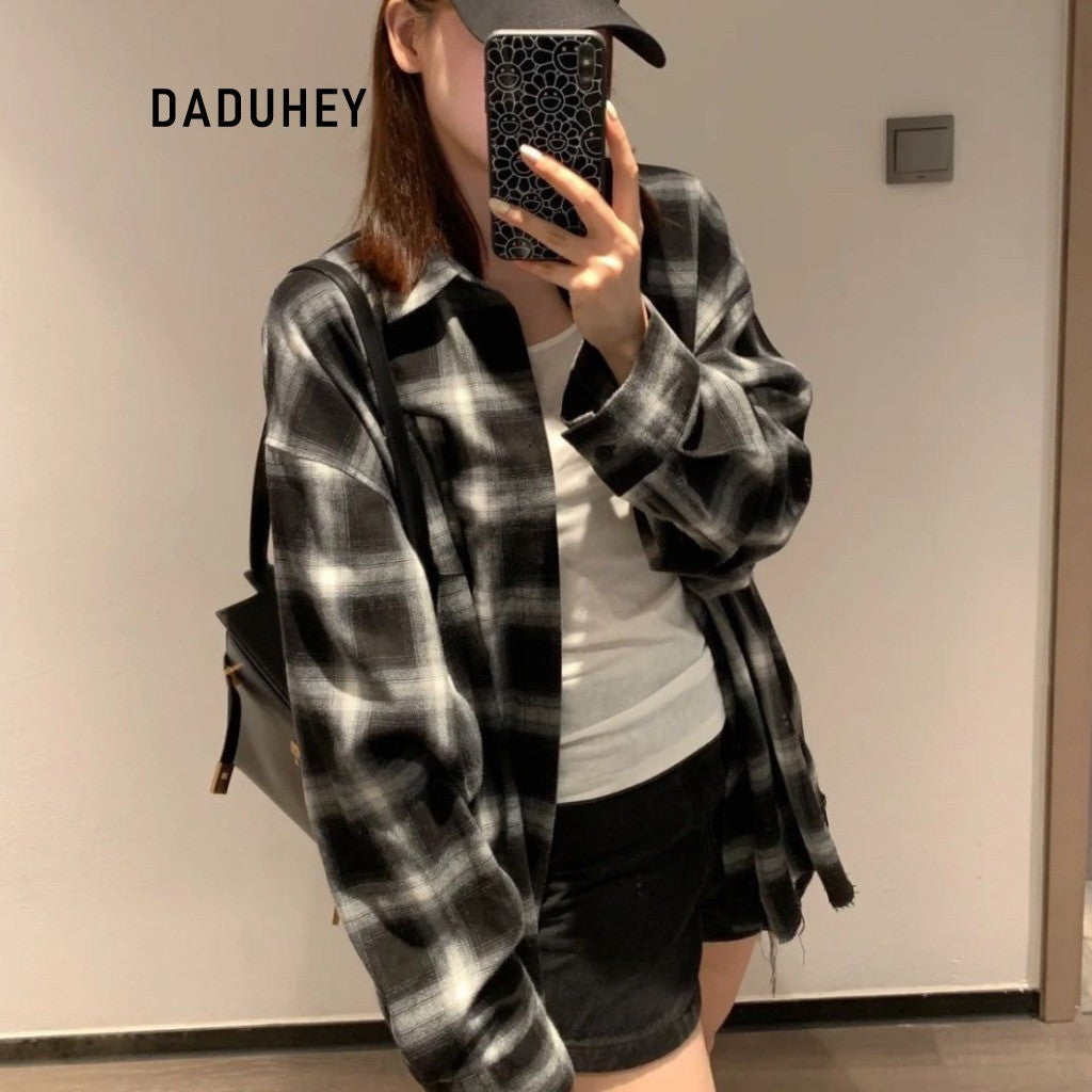 DADUHEY Plaid Shirt Women | Hong Kong Style Sun Protection