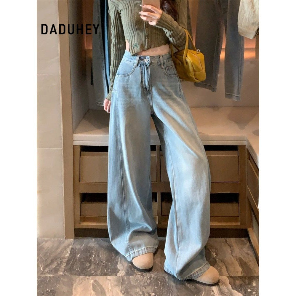 DADUHEY Korean Retro Wide-Leg Jeans Women | Loose Pear-Shaped Fit