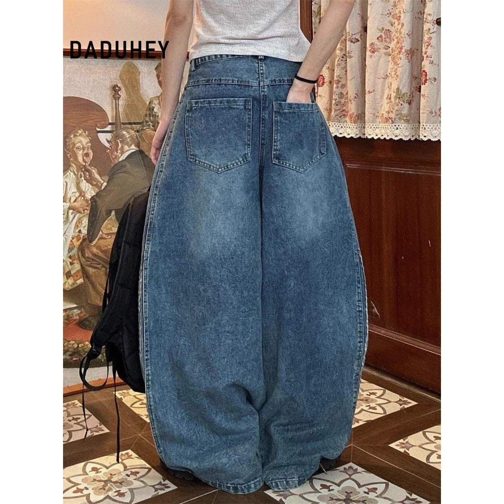 DADUHEY Striped Wide-Leg Jeans Women | American Retro Street