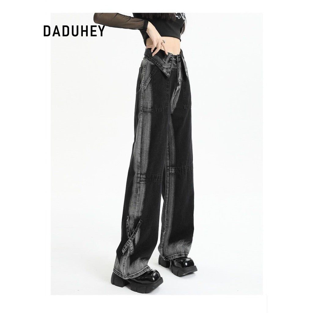 DADUHEY Gradient Straight Jeans Women | Retro Street | 1717