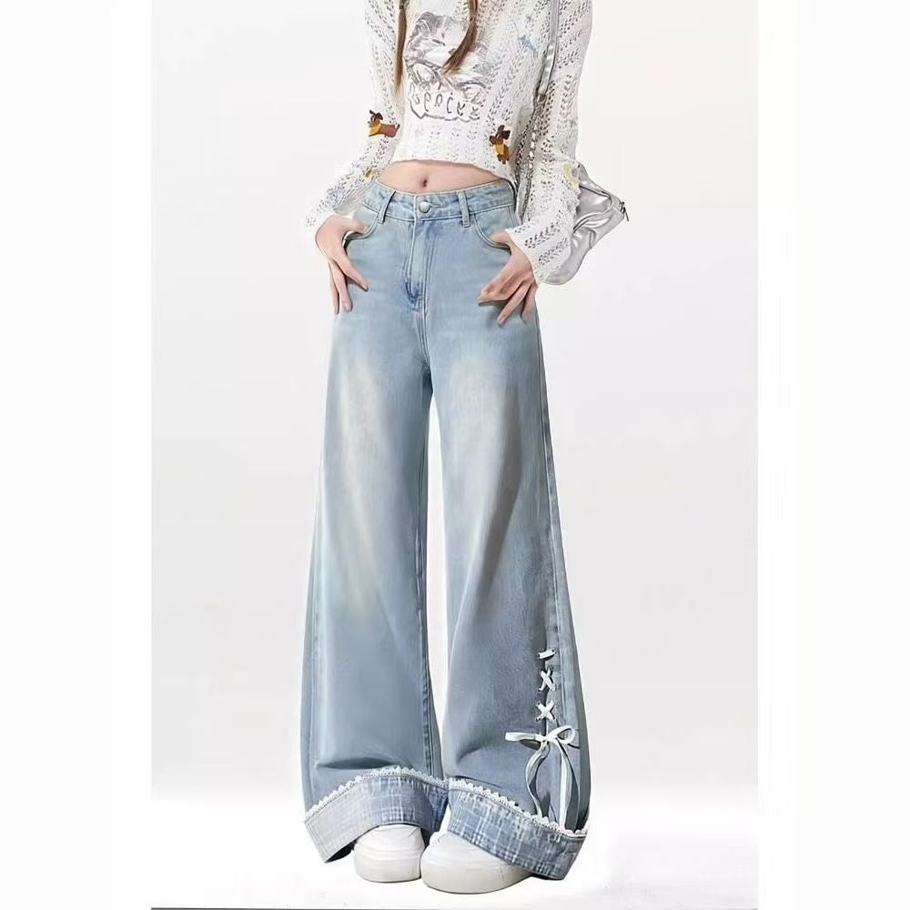 DADUHEY Bow-Tie Wide-Leg Jeans Women | Loose Slimming | 053