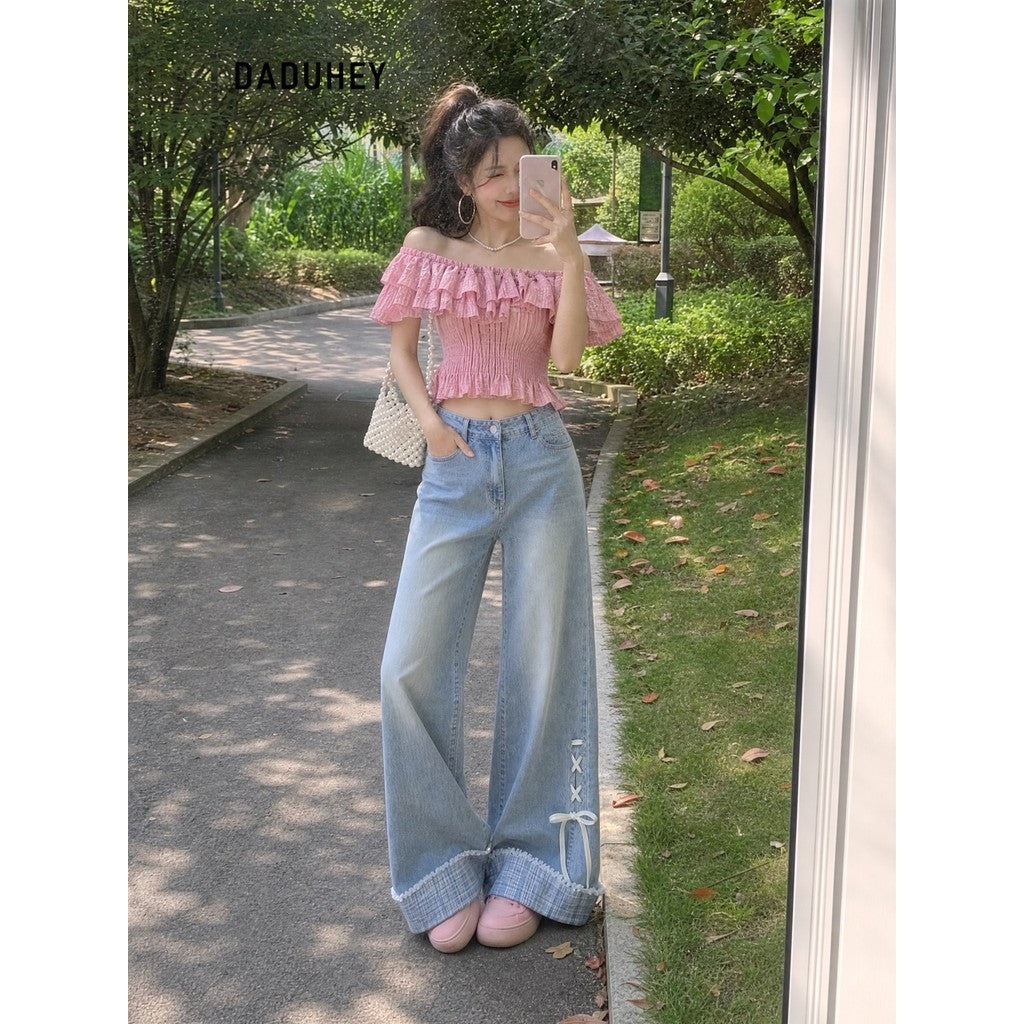 DADUHEY Bow-Tie Wide-Leg Jeans Women | Loose Slimming | 053