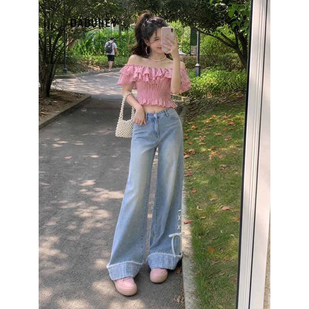 DADUHEY Bow-Tie Wide-Leg Jeans Women | Loose Slimming | 053
