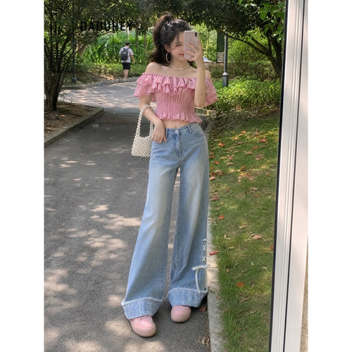DADUHEY Bow-Tie Wide-Leg Jeans Women | Loose Slimming | 053