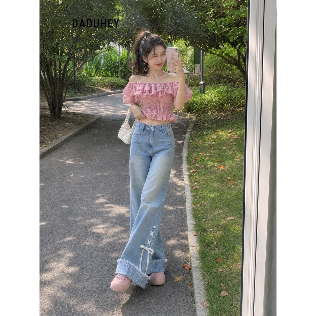 DADUHEY Bow-Tie Wide-Leg Jeans Women | Loose Slimming | 053