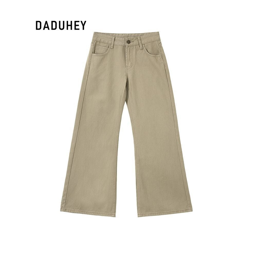 DaDuHey Women's Korean-Style Retro Loose Slimming Jeans Khaki Bootcut Pants Fall Winter Fashion | 9049