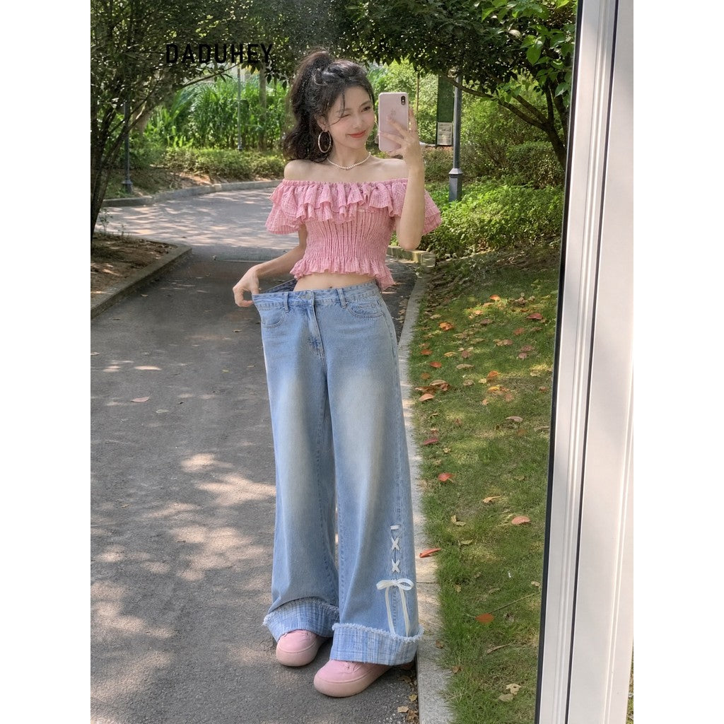 DADUHEY Bow-Tie Wide-Leg Jeans Women | Loose Slimming | 053