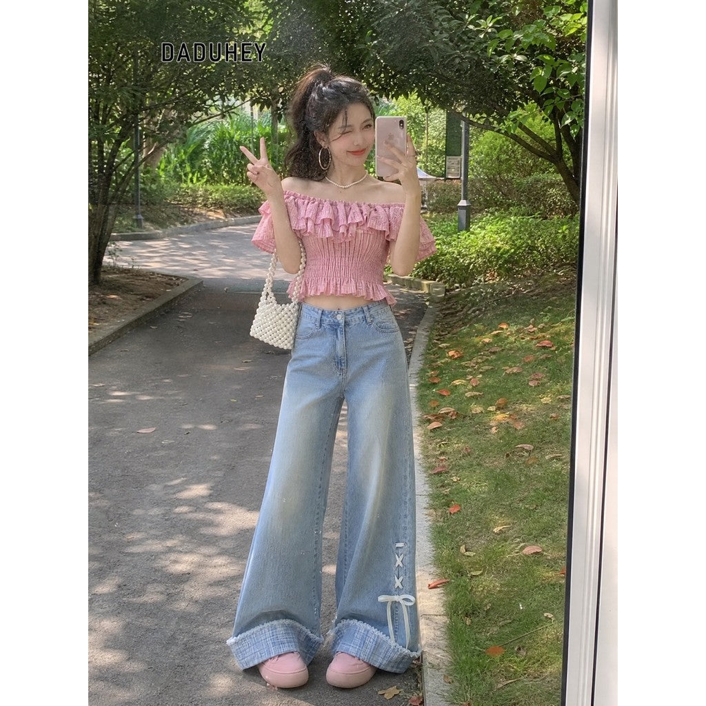 DADUHEY Bow-Tie Wide-Leg Jeans Women | Loose Slimming | 053