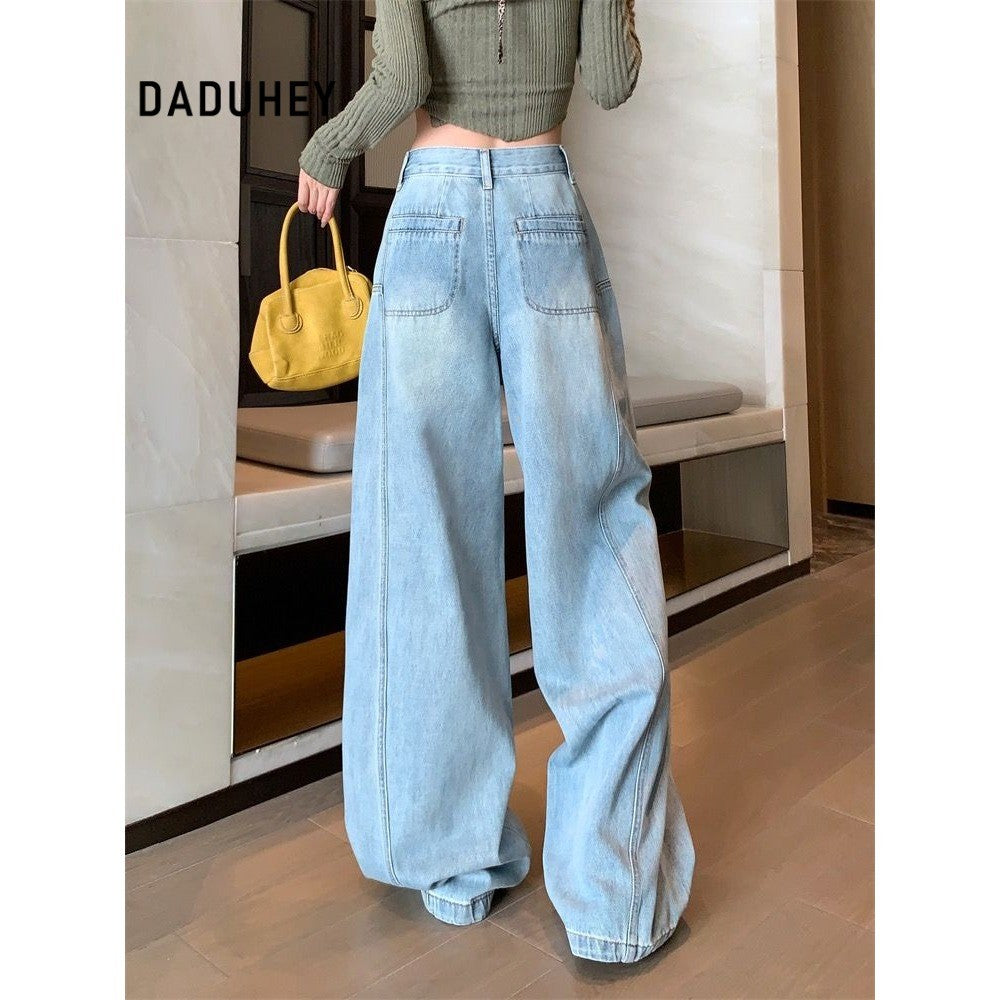 DADUHEY Korean Retro Wide-Leg Jeans Women | Loose Pear-Shaped Fit