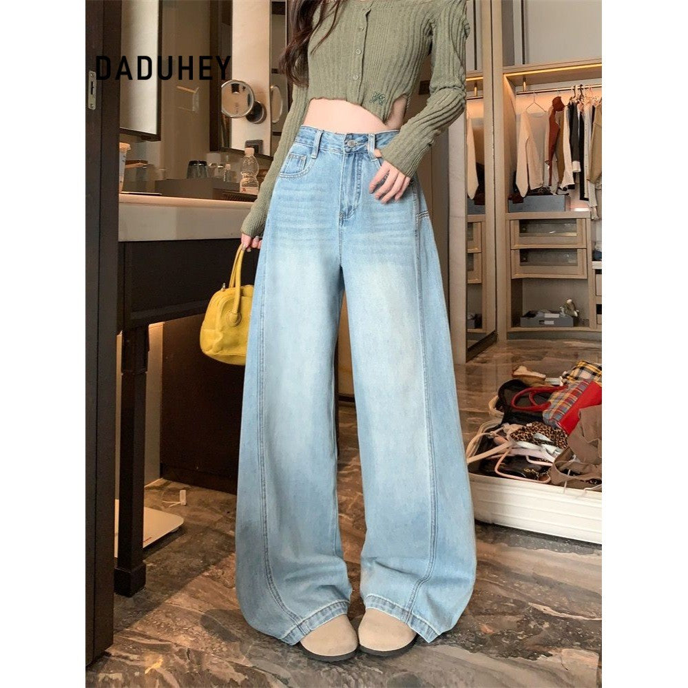 DADUHEY Korean Retro Wide-Leg Jeans Women | Loose Pear-Shaped Fit