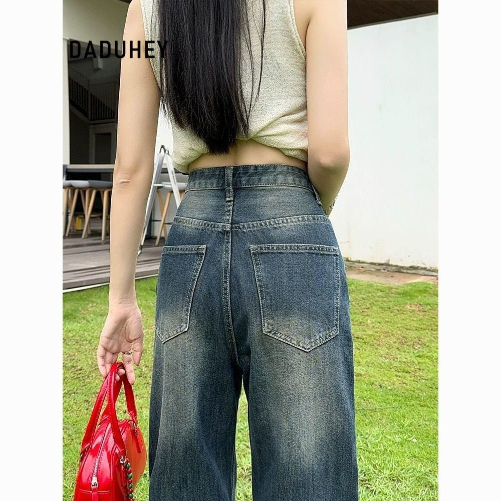 DaDuHey Bootcut jeans women's Korean retro high-waisted slimming versatile classic small gril