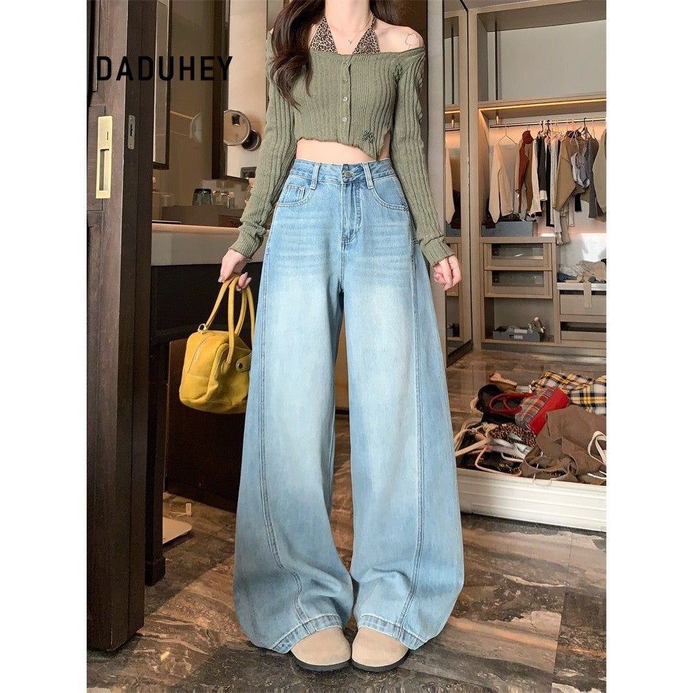 DADUHEY Korean Retro Wide-Leg Jeans Women | Loose Pear-Shaped Fit