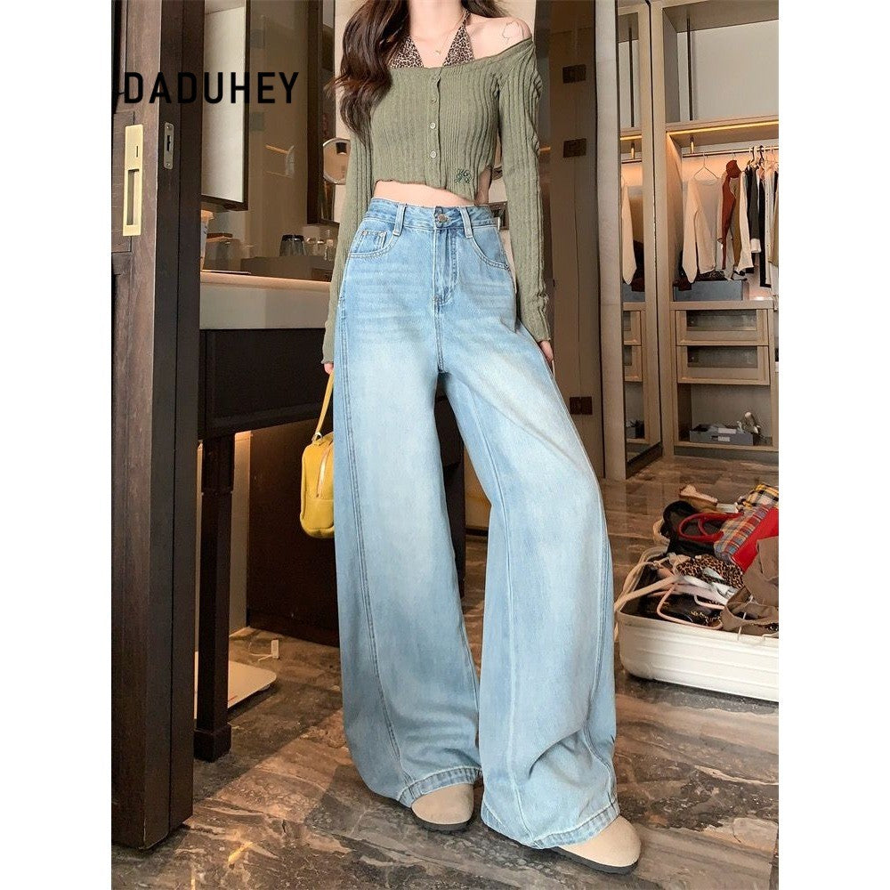 DADUHEY Korean Retro Wide-Leg Jeans Women | Loose Pear-Shaped Fit