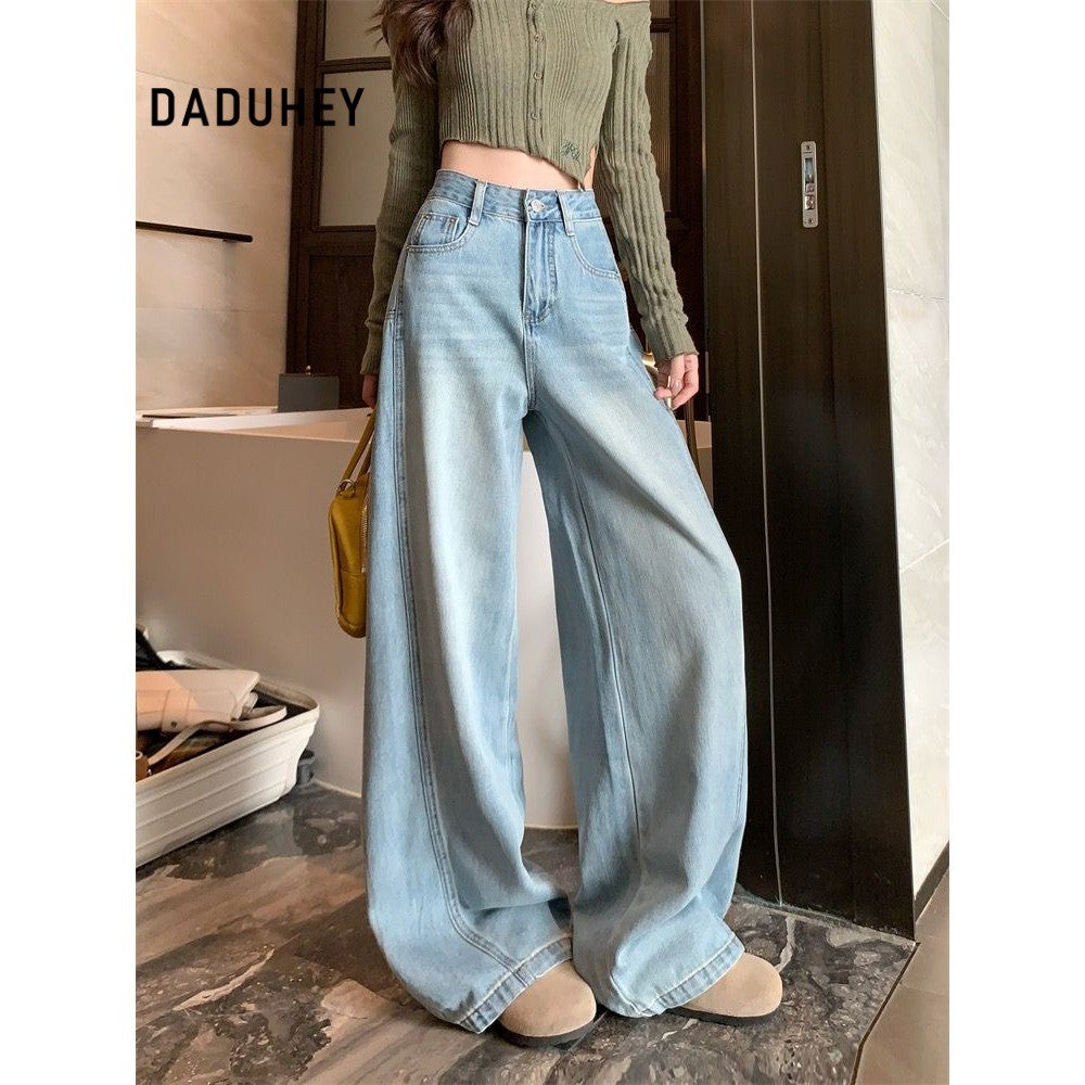 DADUHEY Korean Retro Wide-Leg Jeans Women | Loose Pear-Shaped Fit