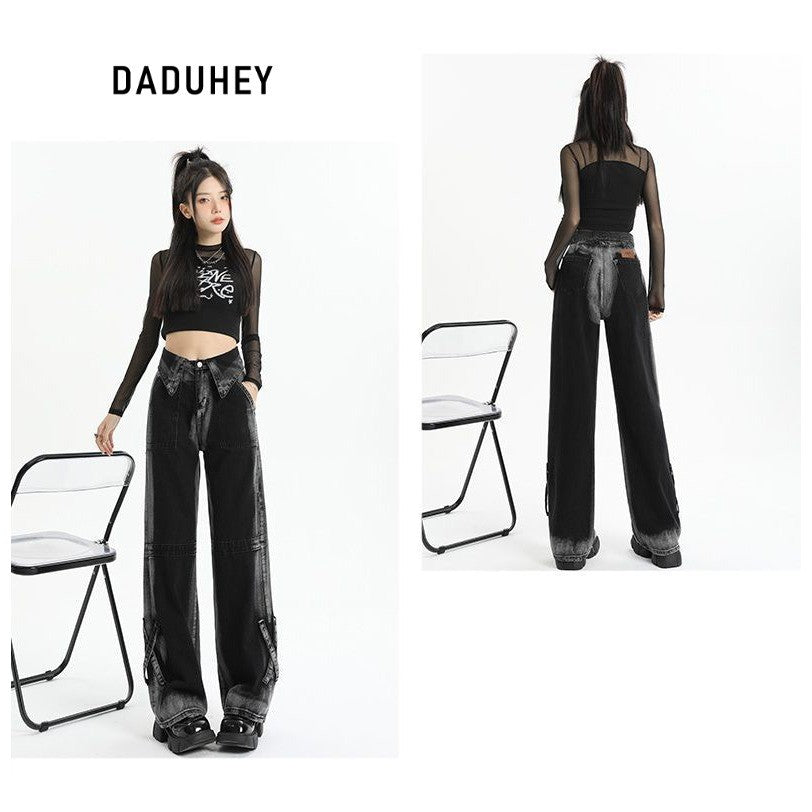 DADUHEY Gradient Straight Jeans Women | Retro Street | 1717