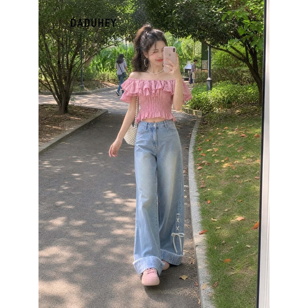 DADUHEY Bow-Tie Wide-Leg Jeans Women | Loose Slimming | 053