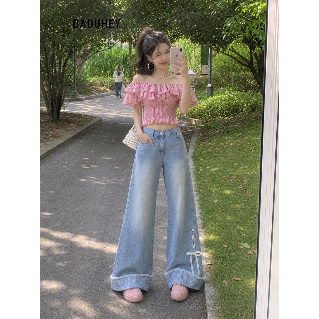 DADUHEY Bow-Tie Wide-Leg Jeans Women | Loose Slimming | 053