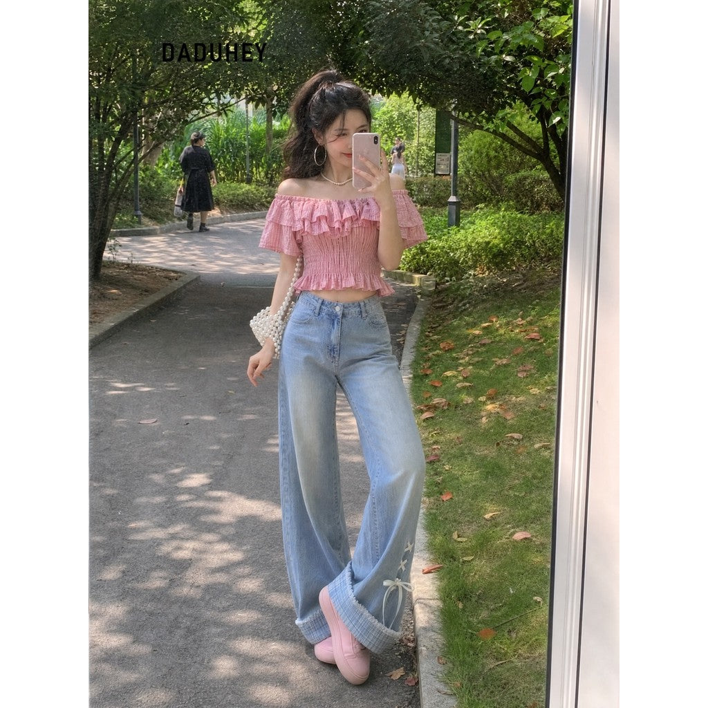 DADUHEY Bow-Tie Wide-Leg Jeans Women | Loose Slimming | 053