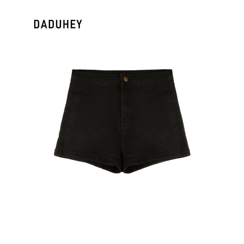 DADUHEY Black High-Waist A-Line Denim Shorts Women | 509