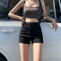 DADUHEY Black High-Waist A-Line Denim Shorts Women | 509