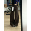 DADUHEY Coffee Wash Wide-Leg Cargo Jeans Women | Retro Straight